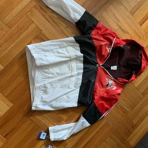 Beautiful black red adidas bomber rain jacket